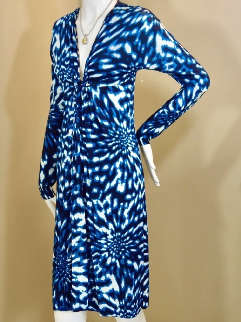 Roberto Cavalli Just Cavalli Blue Psychedelic Print Dress EU 40 Bodycon 🇮🇹 - Picture 3 of 13